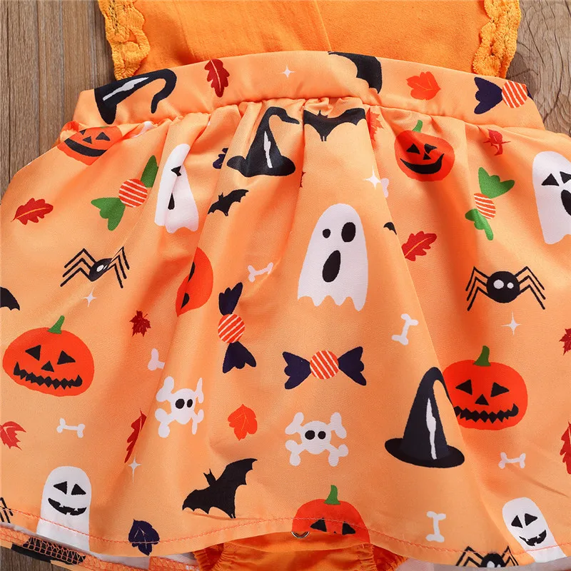 2020 Brand 0-18M Infant Baby Girl Romper Cute Christmas Santa Claus Halloween Spider Print Jumpsuit Lace Costume Baby Clothes