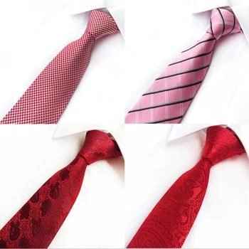 

Ricnais Red Men's Tie Slik Pink Striped Plaid Neck Ties For Men Gravata Wedding Business Men's Accessories Gift Floral Tie