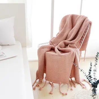

Fashion Throw Blanket Soft Knitted Blanket Faux Wool Winter Warm Plush Lightweight Blanket With Tassels For Bed Couch Sofa