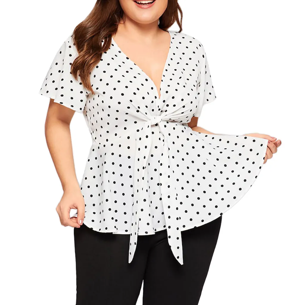 women's plus size polka dot tops