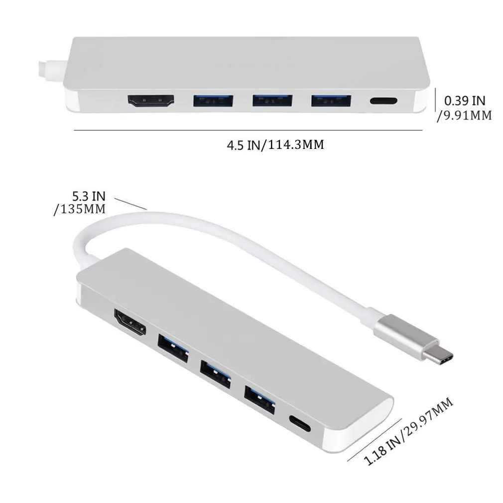 USB C концентратор мульти порт HDMI адаптер 5 в 1 USB C адаптер USB C к HDMI с 3 шт. USB 3,0 портов PD зарядный порт