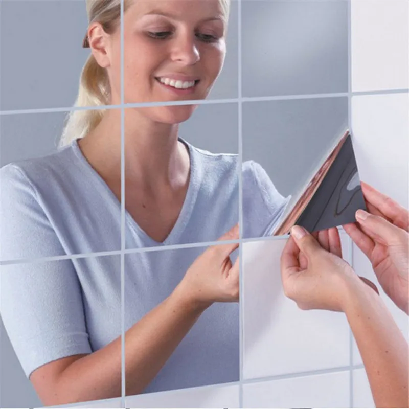 9 шт./компл. квадратный зеркальный фон настенные наклейки ТВ на стену трехмерные