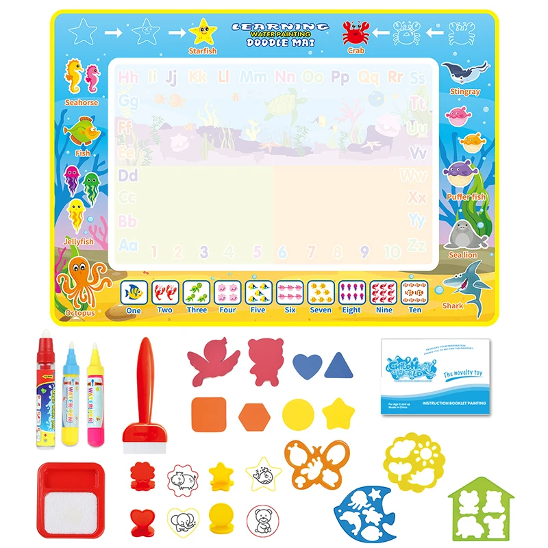 Big Size Magic Water Drawing Mat Coloring Doodle Carpet with 4 Magic Pens & Stamps Painting Drawing Board Toys Gift  for Kid 10