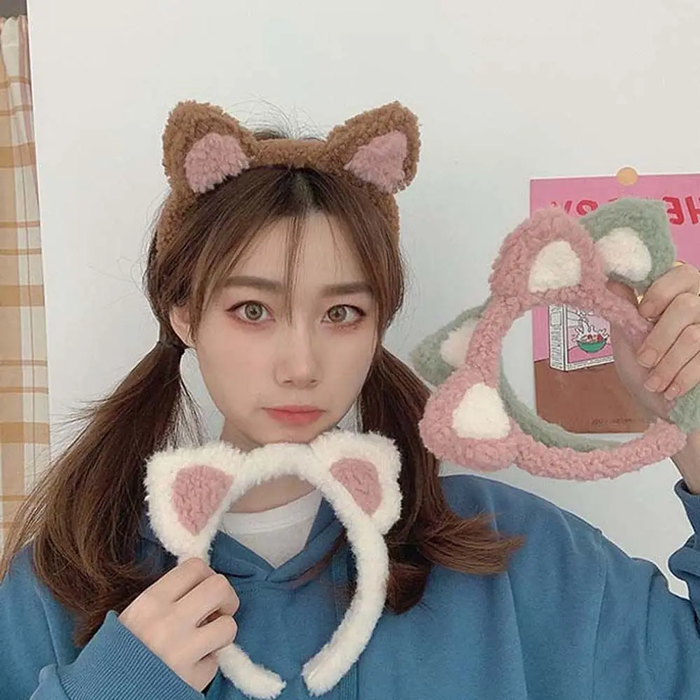 

Women Kids Washing Face Cat Ears Hair Accessories Fluffy Plush Ears Hair Hoop Plush Headbands Cat Ears Hair Bands Korean Style