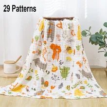 

29 Style Kids Muslin Cotton Sleeping Blanket Baby Bath Towel 6 Layers Baby Receiving Swaddle Bedding Muslin Blanket 105x105cm