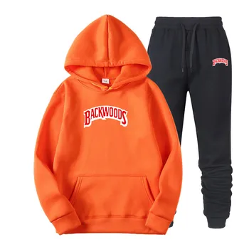 

fashion brand Backwoods Men's Set Fleece Hoodie Pant Thick Warm Tracksuit Sportswear Hooded Track Suits Male Sweatsuit Tracksuit