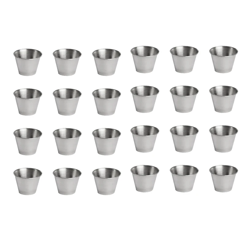 

LUDA 24 Pack Stainless Steel Condiment Sauce Cups,Commercial Grade Dipping Sauce Cups,Ramekin Condiment Cups Portion Cups
