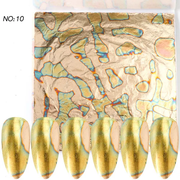 1 шт. бронзовые золотые наклейки для ногтей, зимние золотые медные слайдеры с листьями, голографическое искусство ногтей, украшения, маникюрные обертывания LE1546 - Цвет: 10
