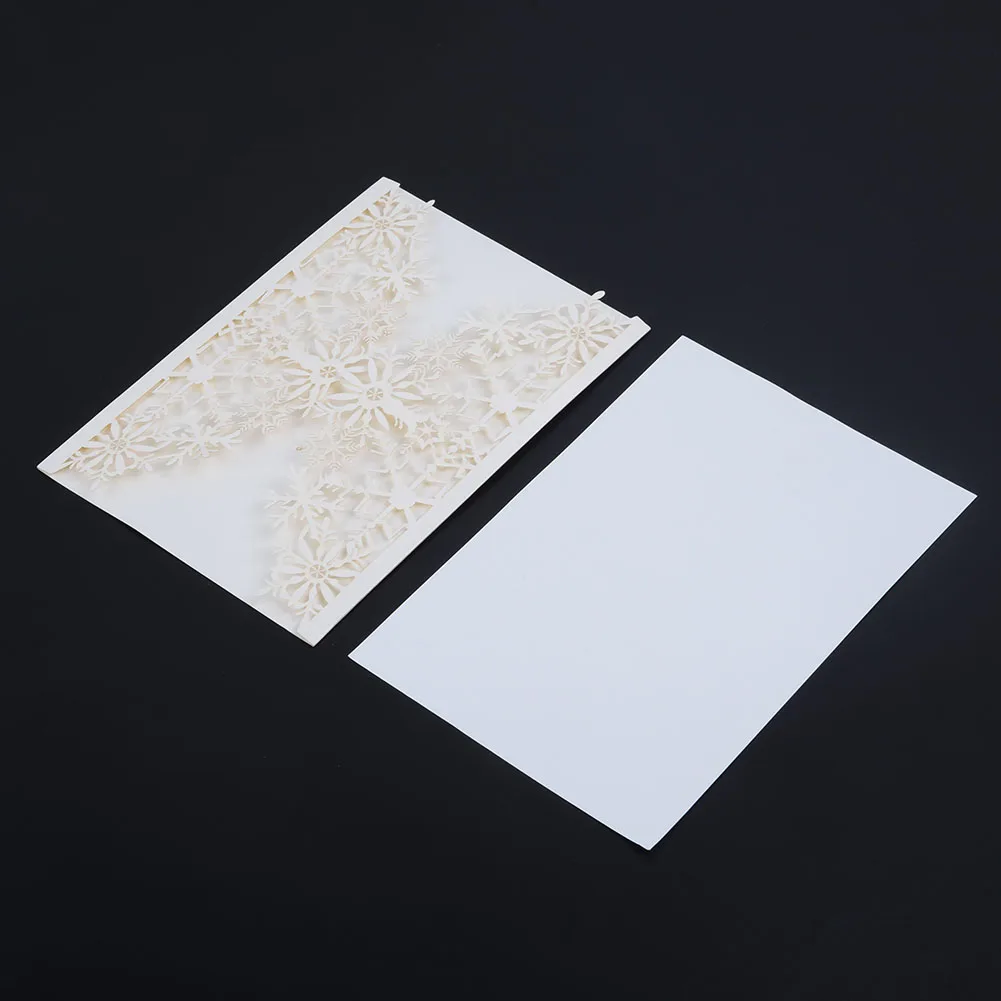  Unique design 50 PCS Exquisite White Snowflake Hollow Invitation & Greeting Card for Wedding - 4.00035E+12