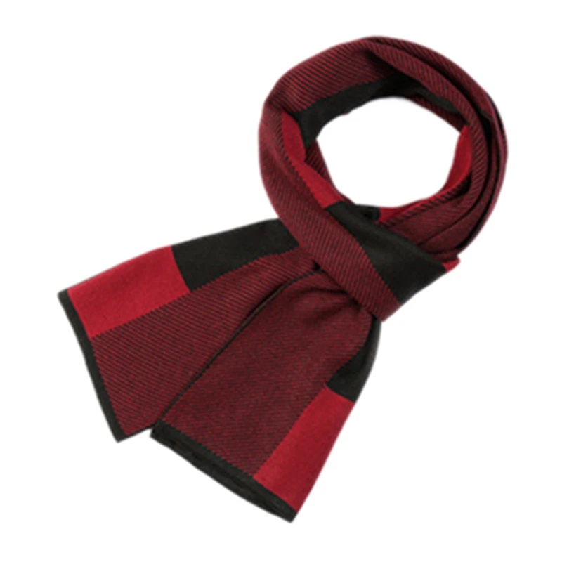 Black Red Мужской осенний и зимний шарф, клетчатый шарф, имитация кашемира, теплый толстый воротник, деловой клетчатый шарф - Цвет: Black Red