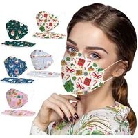 10pcs Christmas Printed Unisex Disposable Face Mask Adults Christmas Gift 3d Designs 4-ply Facial Festival Masks With Filters 1