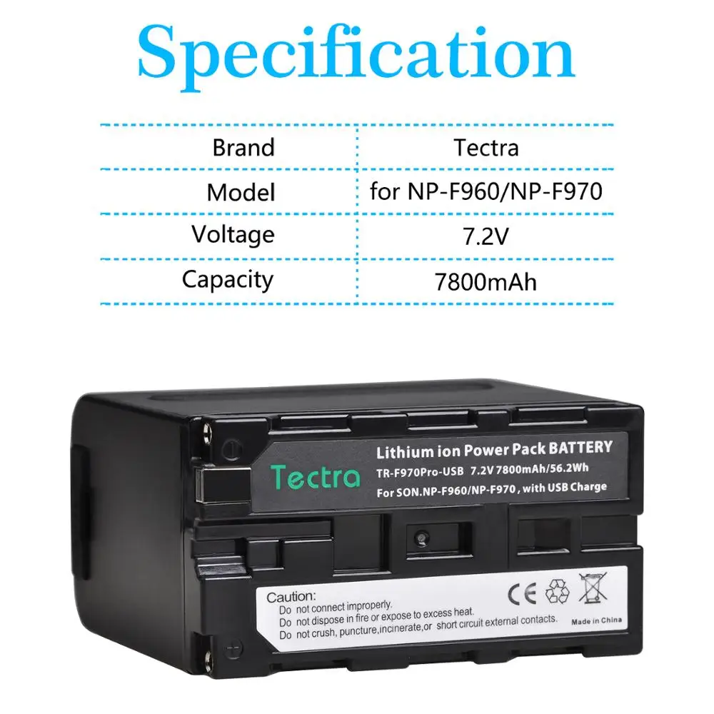 Saída para Sony Novo Npf970 Bateria & Charge Usb Plm-100 Ccd-trv35 Mvc-fd91 Mc1500c L50 7800mah Np-f960pro Np-f970pro Npf960 - Image 6