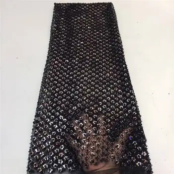 

2020 Latest African Tull Lace Fabric High Quality Nigerian Net Lace Fabric with Sequins Sequins Lace for Wedding Party KR9125