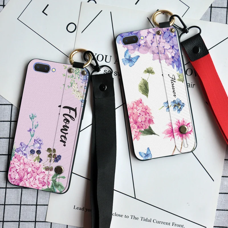 

Wrist Strap Silicone Case For OPPO A71 A79 A83 Hand Band Neck Strap Back Cover For OPPO A1 A3 A3S A5 AX5 A7 Stand Coque