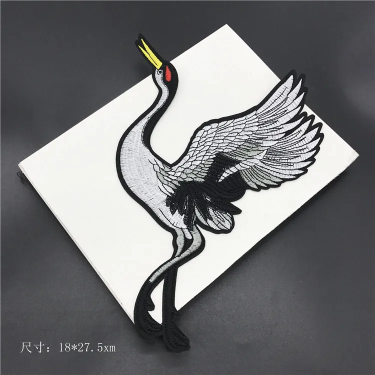 Большая вышивка большая нашивка с красным журавлем птицами животными из