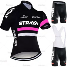 STRAVA-Conjunto de ciclismo para mujer, traje de manga corta, uniforme de ciclismo Anti-UV para verano, ropa para bicicleta de montaña