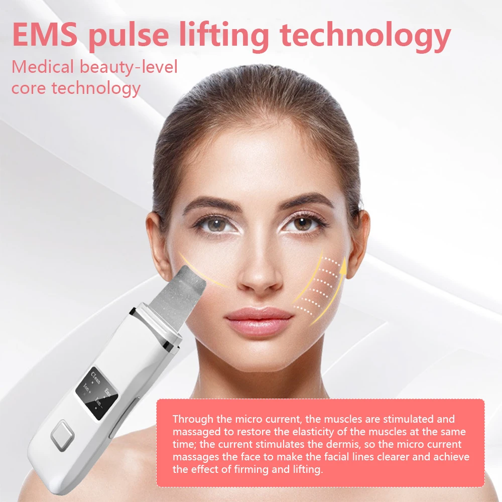 

Ultrasonic Blackhead Remove Face Scrubber EMS Face Lifting Machine Pimple Acne Removal Peeling Skin Care Tools Beauty Machine