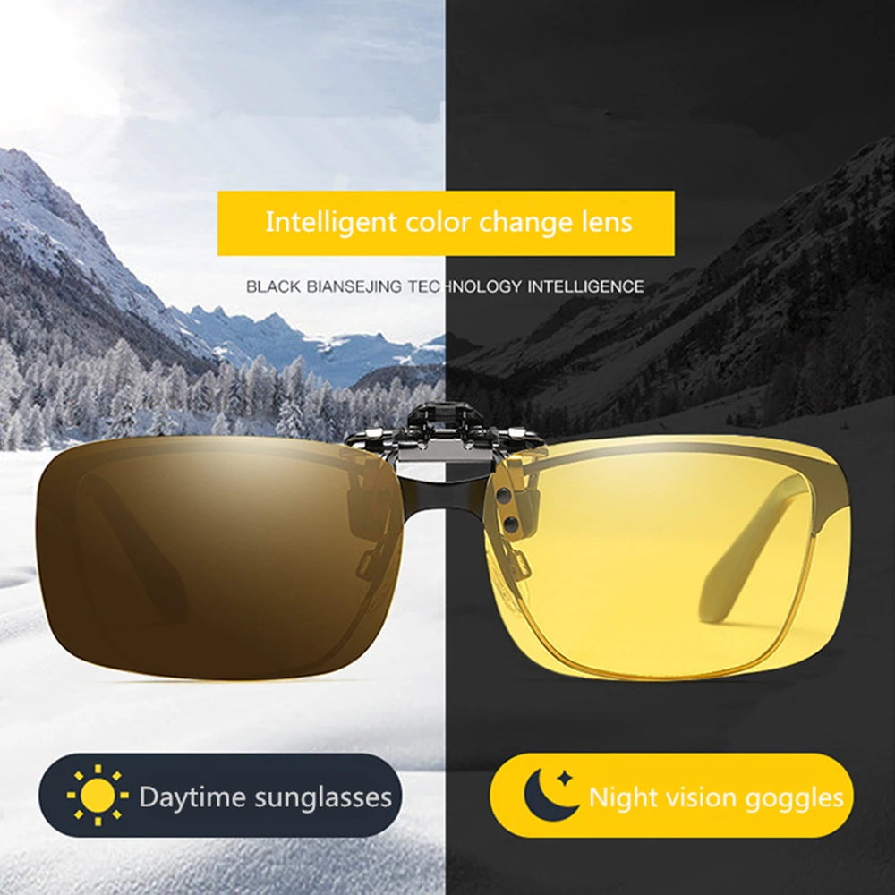 Унисекс поляризованные прикрепляемые солнцезащитные очки близорукие вождения ночного видения линзы анти-UVA Анти-UVB Велоспорт солнечные очки клип