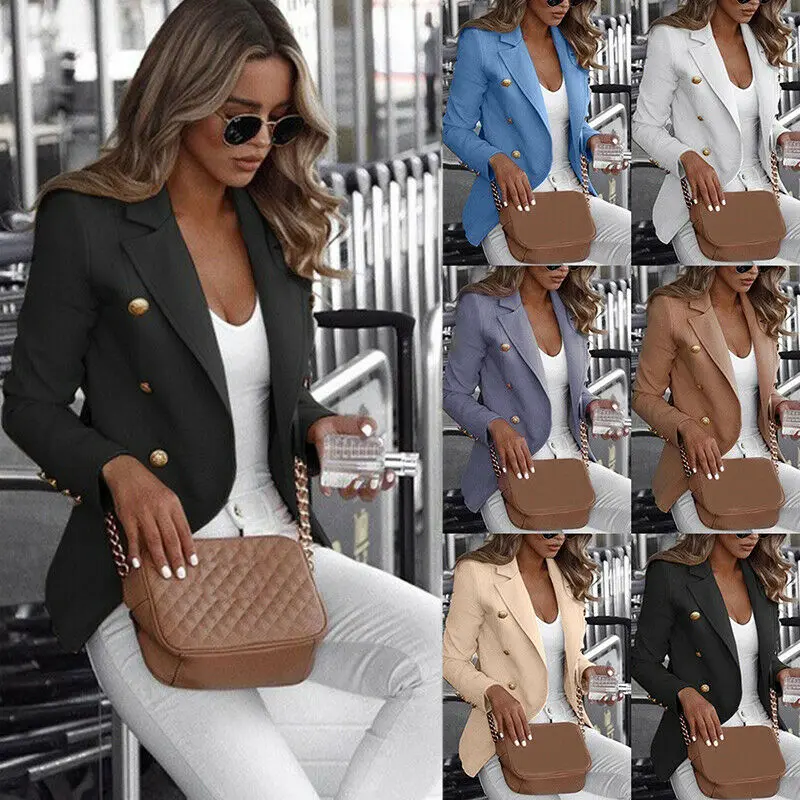 

Women Long Sleeve Formal Jackets Cardigan Office Work Lady Notched Slim Fit Suit Business 2019 Autumn New Outwear Tops