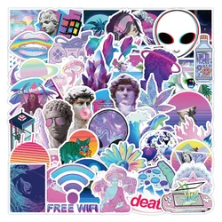 Autocollants de dessin animé mignon de vague de vapeur Kawaii, décalcomanie esthétique pour ordinateur portable, journal, Notebook, guitare, Skateboard, Graffiti, 10/30/50 pièces 