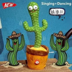 Dança cactus brinquedo elétrico cantando 120 canções dança e torção cactus gravação luminosa aprendendo a falar torção de pelúcia natal