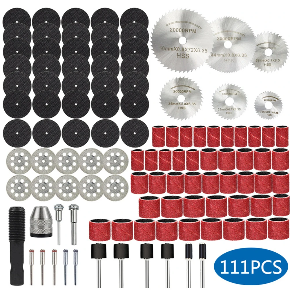 111pcs Steel Wire Wheel Brush Sander Drum Kit Drum Sander Sanding