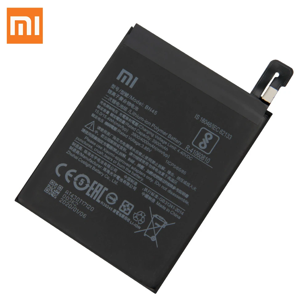 Оригинальный сменный аккумулятор Xiao Mi BN45 для Xiaomi note2 Redmi Note 5 Redrice Note5 подлинный