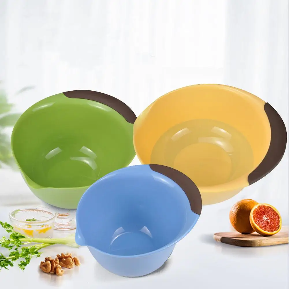 

3 Piece Salad Bowl Set Plastic Mixing Bowls Reusable Plastic Bowls Washable BPA Free Cereal Box Salad Fruit Dessert Snack New