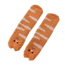 Милые женские зимние носки без пятки средней длины для девочек; домашние утепленные тапочки; носки-тапочки для сна