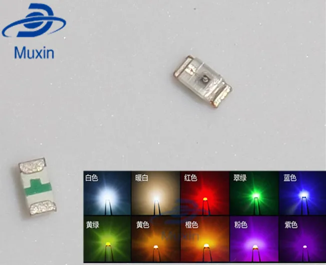 100 шт. 0402 SMD Светодиодные светоизлучающие диоды smd красный желтый синий зеленый