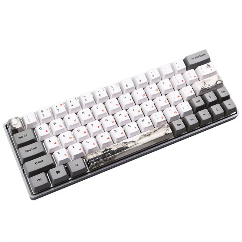 

73 key Ink Dye-Sublimation Keyboard Keycaps PBT OEM Profile Russian Keycap GH60