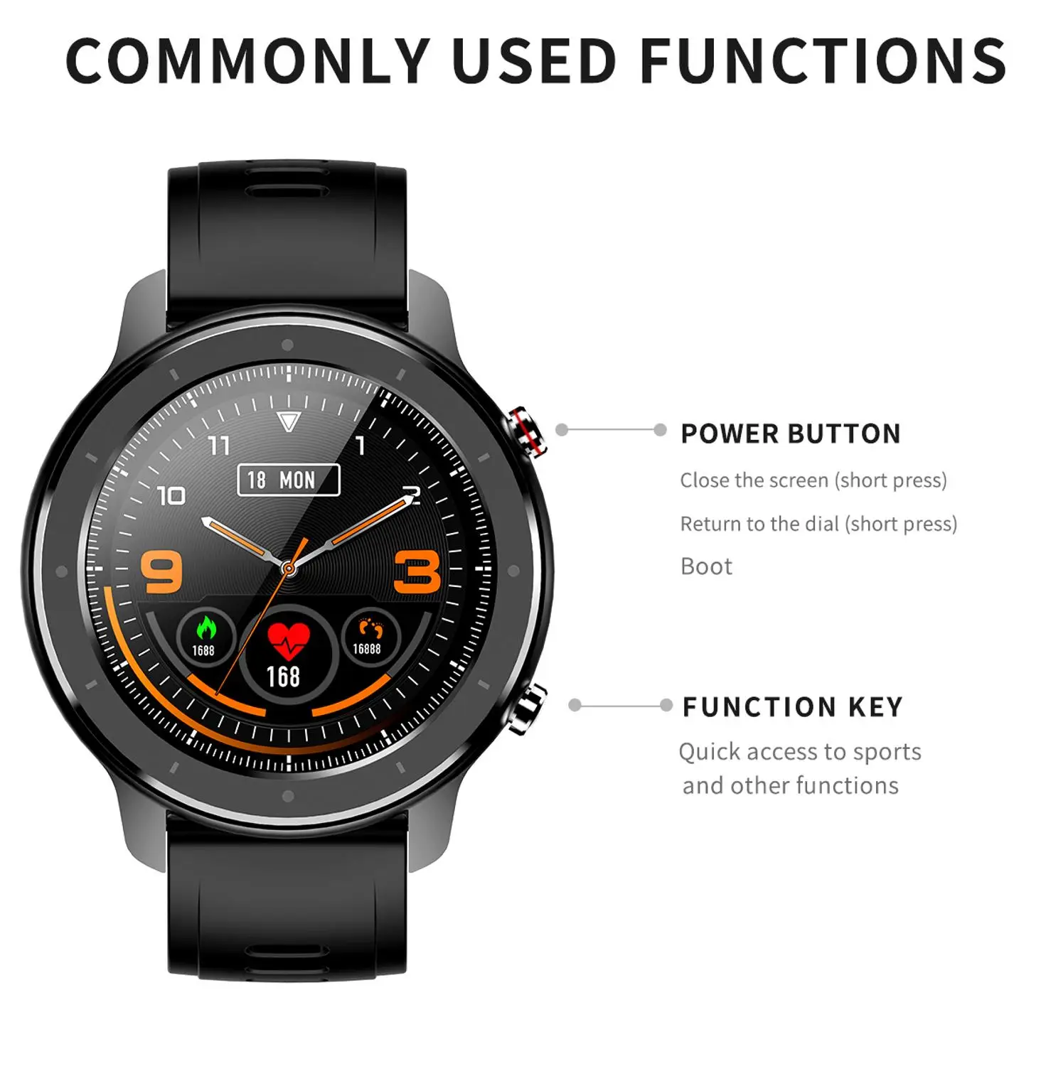 Умные часы Full Touch с Bluetooth круглые умные тонометром водонепроницаемые спортивные