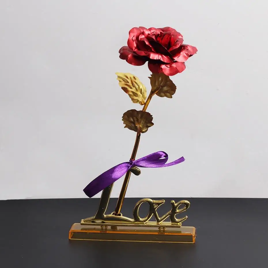 Дропшиппинг 24K позолоченная коробка из фольги с розами и глазурью, Свадебный декор, креативный подарок ко Дню Святого Валентина, Золотая Радужная Роза
