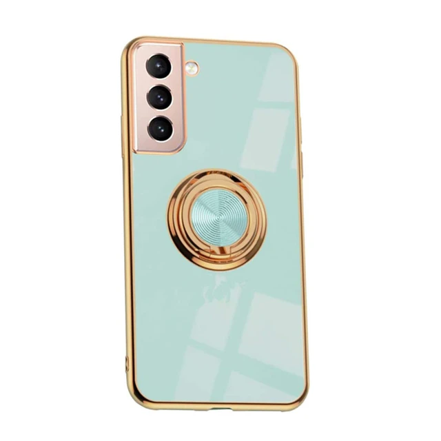 Luxury Ring Case For Samsung Galaxy S21 Plus Note 20 Ultra 10 S21Plus S21Ultra Note20 Note10 Soft Silicone Cover Holder Stand Mint