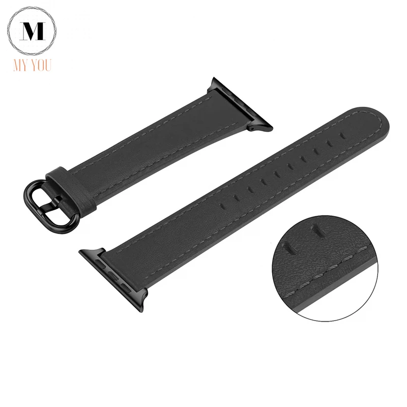 Ремешок кожаный для apple watch band 3 2 1 38 мм 42 браслет смарт-часов iwatch series 5 4 аксессуары 40