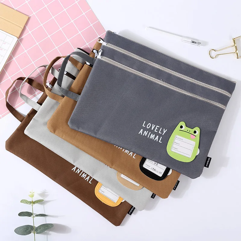 

Blue Dai Dai Cute Pet A4 Name Tape Students File Holder 3 Zipper Multilayer Test Paper Storage Bag Kindergarten Book Bag