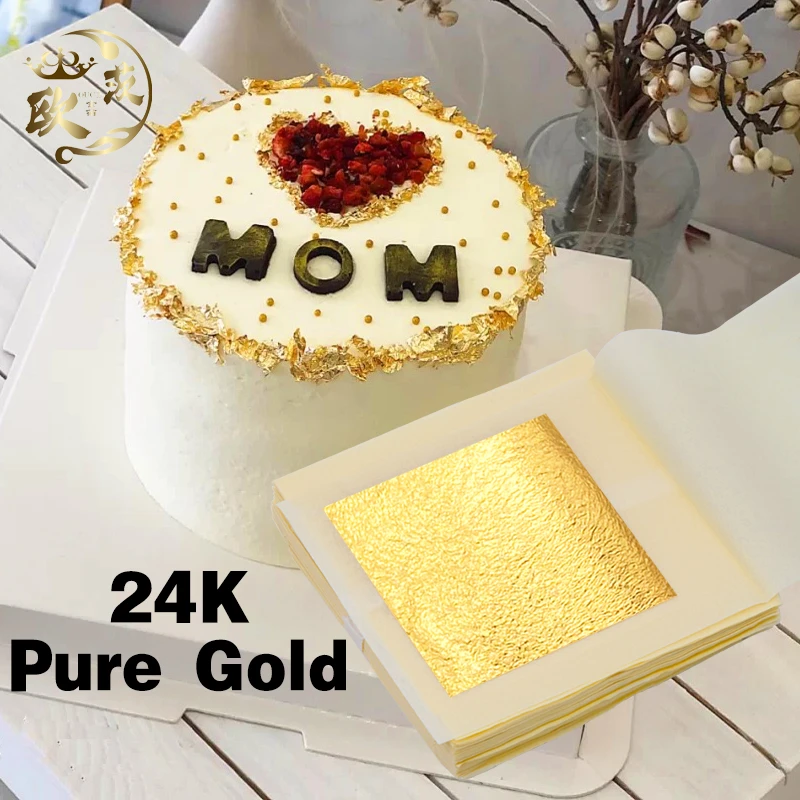 24k Edible Gold Foil Pure Gold Leaf Gilding Paper Cake Decoration Arts Crafts Gold Steak 99 9 Gold Paper 24k Gold Foil Sheets Craft Paper Aliexpress