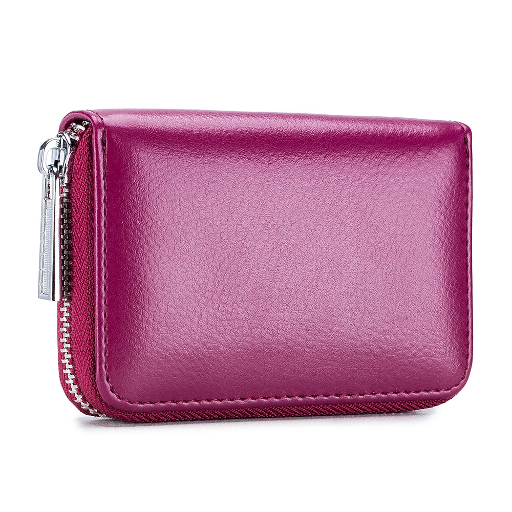 Держатель для карт, высокое качество, кожаный чехол для Id карт, защита, маленький кошелек Woemn's Mini Kaarthouder Porte Carte Tarjetero - Цвет: Rose purple