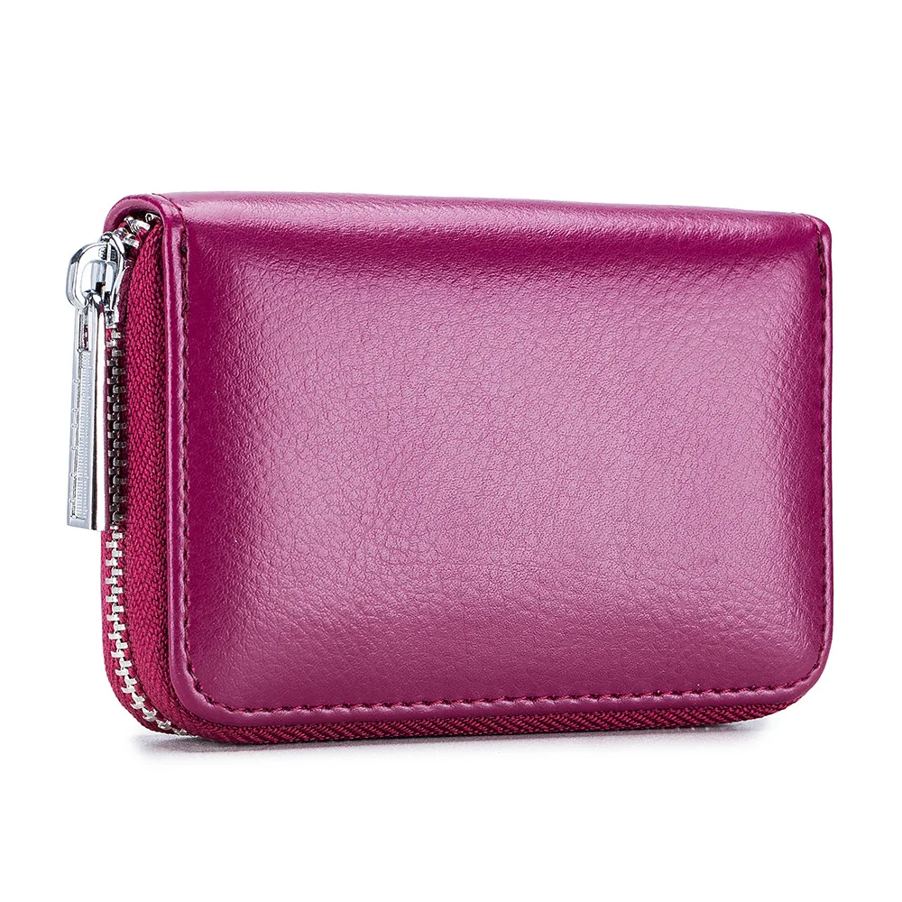 Rose purple Держатель для карт, высокое качество, кожаный чехол для Id карт, защита, маленький кошелек Woemn's Mini Kaarthouder Porte Carte Tarjetero - Цвет: Rose purple