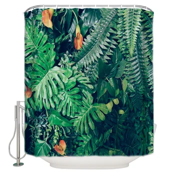 

Outdoor Jungle Tropical Leaves Shower Curtain Waterproof Bathroom Curtain Polyester Bath Curtain Home Decor 12 Hooks
