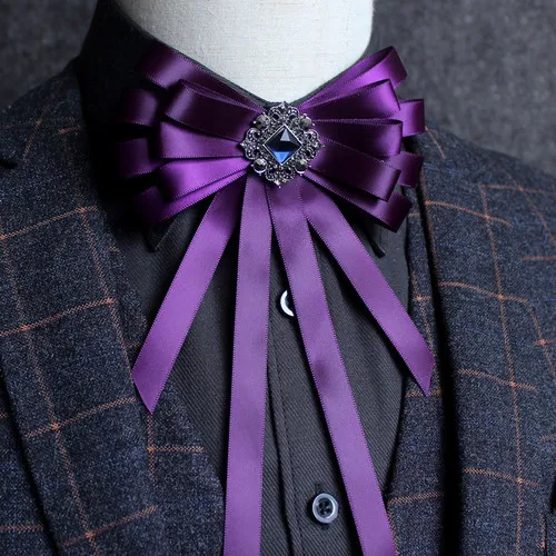 I-Remiel корейский Ретро многослойный галстук-бабочка для мужской школьной формы Воротник булавка модный галстук-бабочка женская одежда аксессуары - Color: Pueple