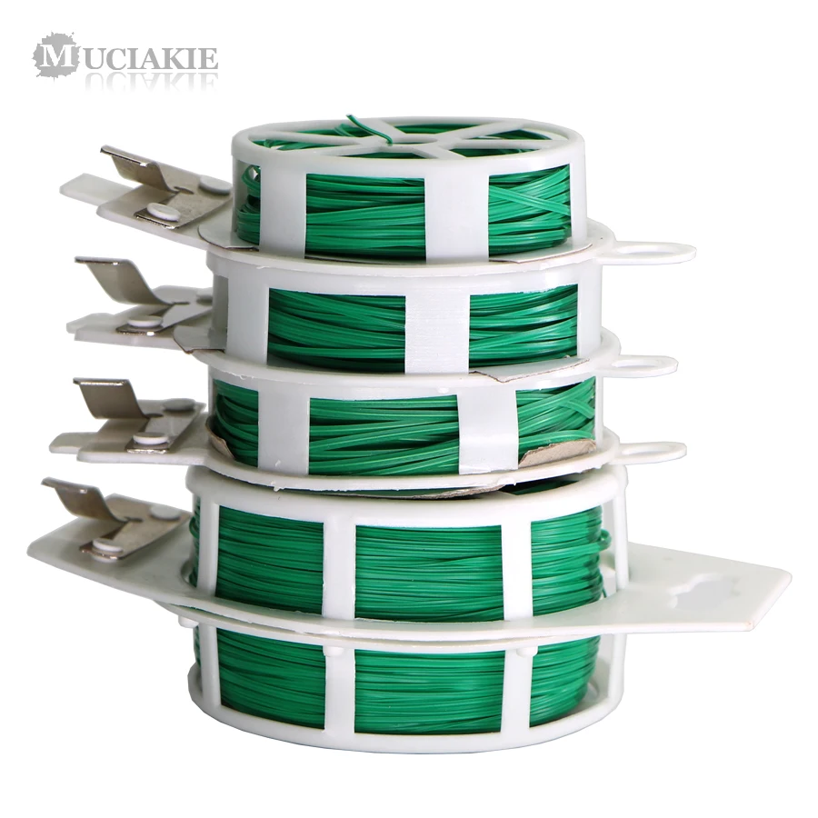 MUCIAKIE 1PC Garden Twist Tie Reusable Green Coated String With Cutter Sturdy Plant Twist Tie Gardening Vegetable Grafting Fixer