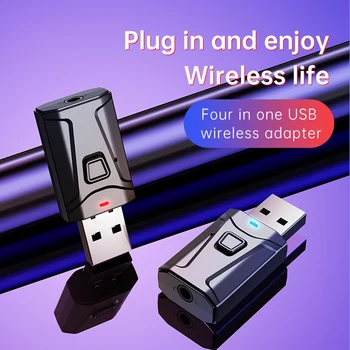 

USB Bluetooth 5.0 Audio Receiver Transmitter 4 IN 1 Mini 3.5mm Jack AUX RCA Stereo Music Wireless Adapter for TV Car PC