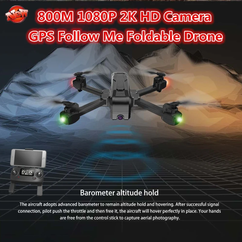 

Professional 800M 5G WiFi FPV Foldable GPS Drone Adjustable 1080P 2K Camera RTF GPS Follow Me Altitude Hold Quadcopter RC Drone