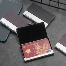 Унисекс, бизнес-держатель для карт из искусственной кожи, однотонный чехол для визиток, металлический кошелек, водонепроницаемый, нержавеющая сталь, кредитный держатель для карт, новинка