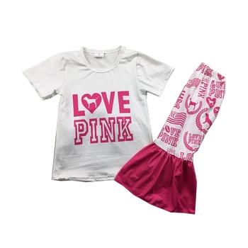 

love pink hot sale girl outfit fashion baby boutique summer clothes