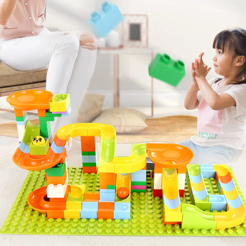 

61Pcs Marble Race Run Maze Balls Track Building Blocks Funnel Slide Big Building Brick Compatible Toys Duplo Block