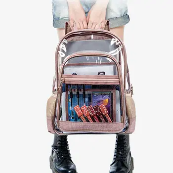 

42x31x15CM Fashion Clear Transparent PVC See Through Large Travel Backpack School Book Bag