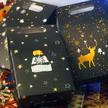 Бумажный мешок для конфет с изображением ночного неба, оленя, Рождественская Подарочная коробка, Рождественская коробка для шоколада, праздничный подарок для сотрудников или клиентов