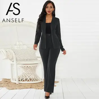 

Women 2 Piece Set Blazer Pants Sets Long Sleeves Jacket Trousers Office Business Suit Spring Autumn Outwear Two Piece Outfits